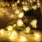 Светодиодная уличная гирлянда в виде розы с USB, садовый декоративный шнурок светильник свадьбы, праздника, Рождества, декоративная лампа для сада