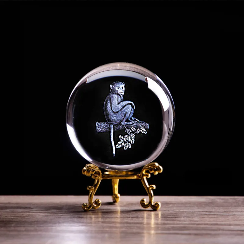 Статуэтка знака зодиака обезьянка хрустальный шар статуя животного пресс папье