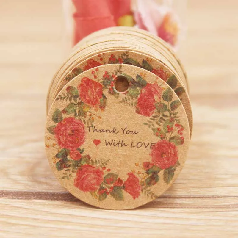 50 шт. Круговой Тег новейший дизайн руки с любовью вокруг цветка этикетки тег