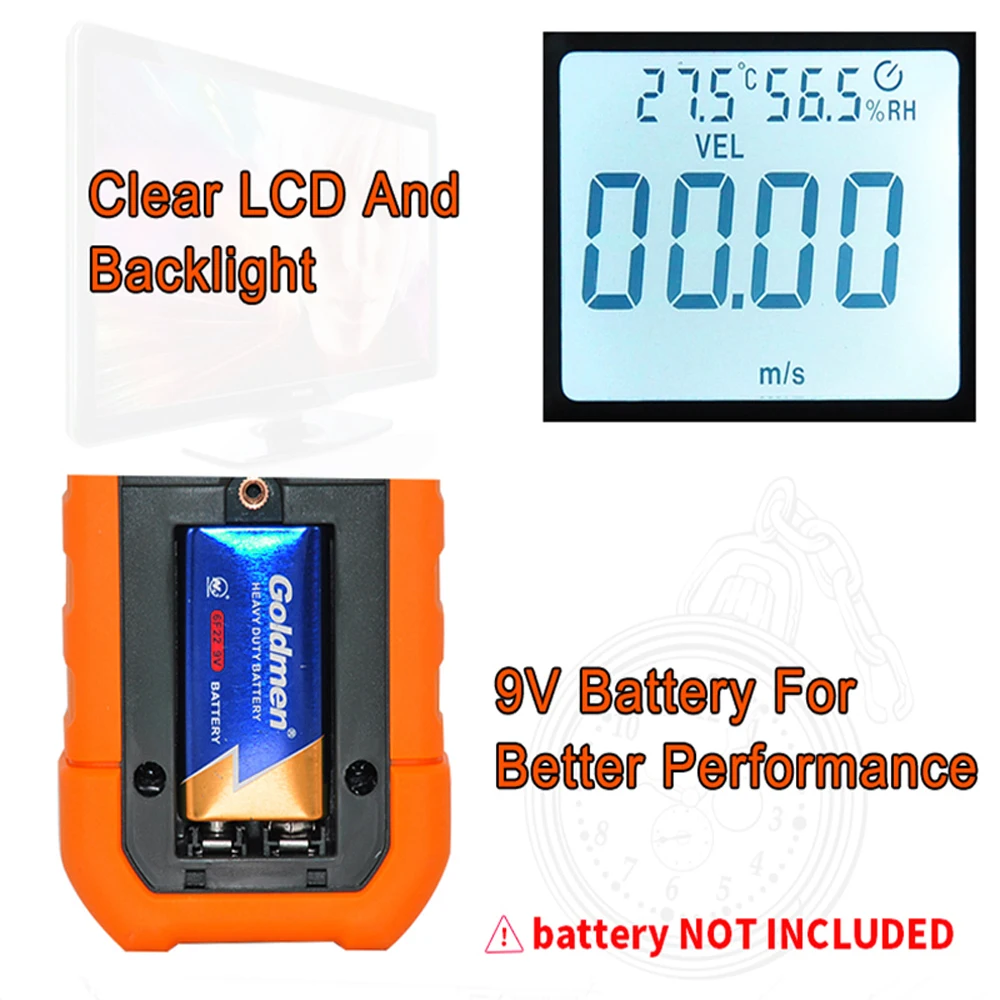 Ручной цифровой анемометр измеритель скорости ветра Тестер расхода воздуха