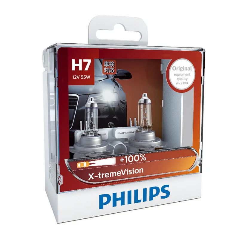 Лампы для автомобильных фар Philips H7 12 В 55 Вт PX26d X-treme Vision яркие галогенные лампы