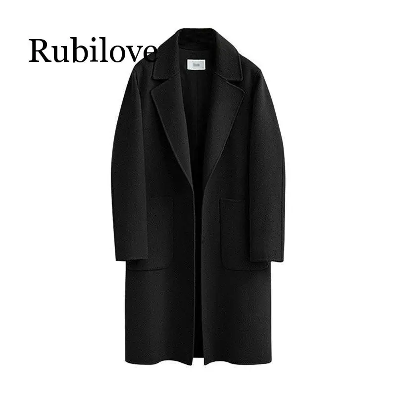Rubilove шерстяной Тренч, офисный женский зимний Повседневный винтажный Тренч размера плюс, женский длинный Тренч, осенние пальто