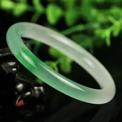 

Zheru Jewelry Natural Burmese Jade 54mm-64mm Light Green Bangle Elegant Princess Jewelry Best Gift