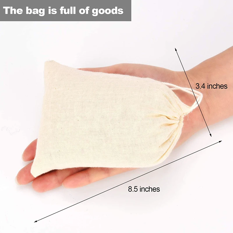 

FGGS-200 Pack Cotton Muslin Bags Sachet Bag Multipurpose Drawstring Bags for Tea Jewelry Wedding Party Favors Storage (4 x 6 Inc