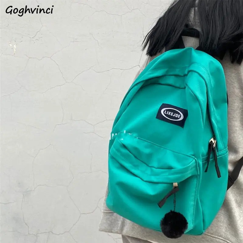 

Letter Preppy Style Backpacks Women Bagpack Korean Chic Harajuku Canvas Firm Foldable Knapsack Simple Students Trip Versatile