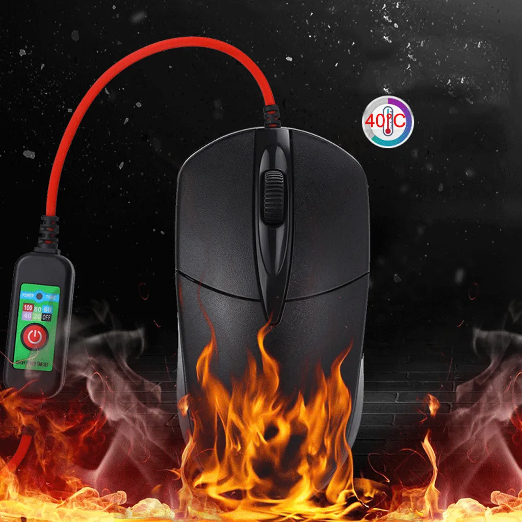 1х мышь с подогревом Проводная теплая для Windows PC Игры USB игровые бесшумные мыши 1200