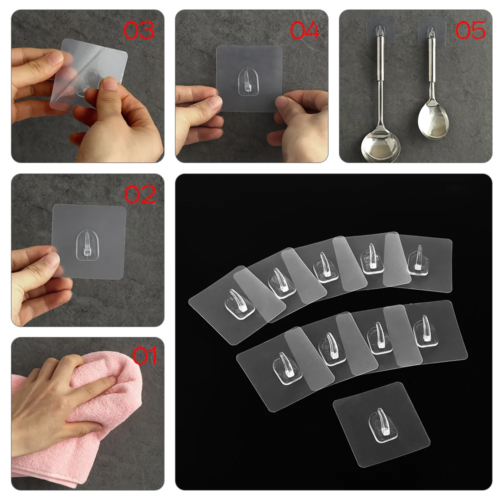 10 шт. нескользящий прочный настенный крючок на клейкой основе вешалка для кухни