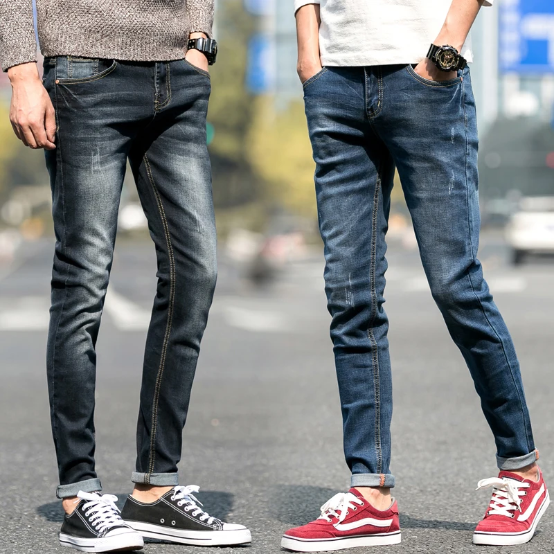 Джинсы мужские стрейчевые легкие тонкие синие джинсовые брюки модные штаны лето