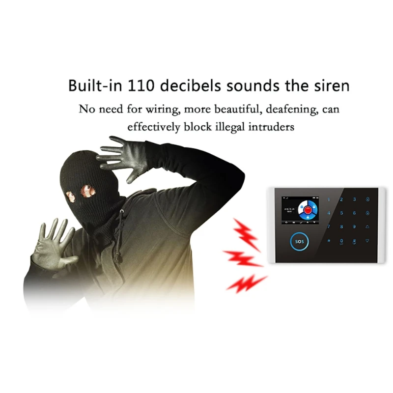 Wifi/GSM/4G GPRS Alarm System Wireless Infrared Smart Home Security Monitoring Host LCD Display/SOS/Cellphone Remote Control