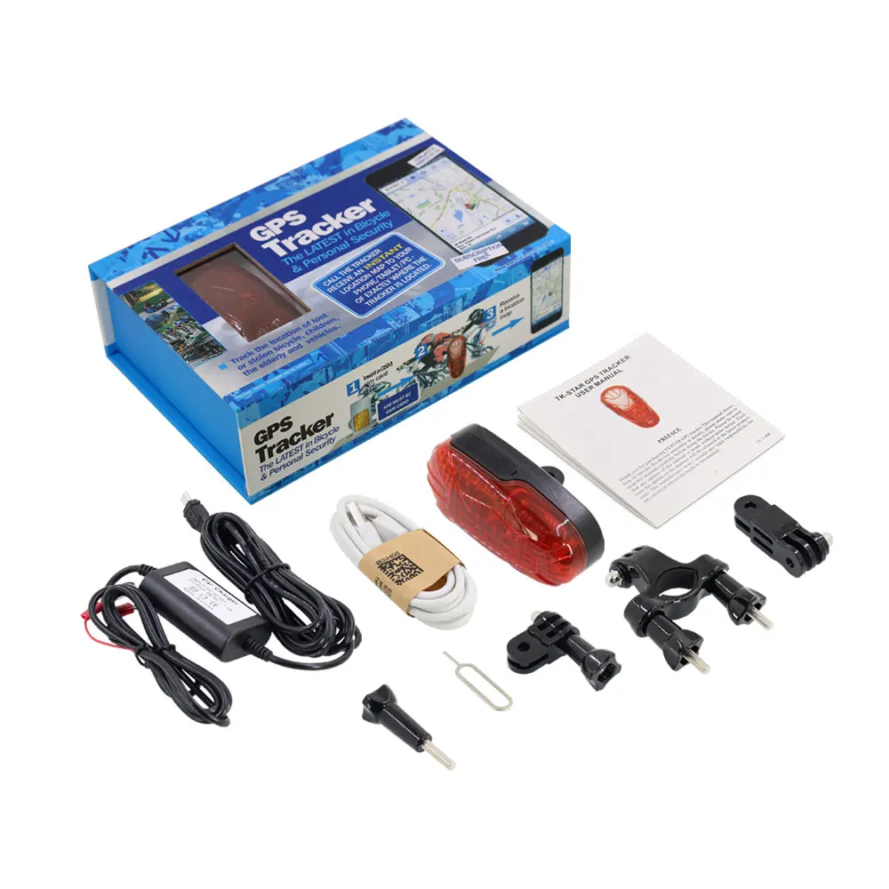 With Box and Charger Велосипедный gps-трекер TK906 велосипедная лампа gps трекер длительное время ожидания водонепроницаемый SOS сверхскоростная велосипедная сигнализация локатор пожизненная платформа - Цвет: With Box and Charger