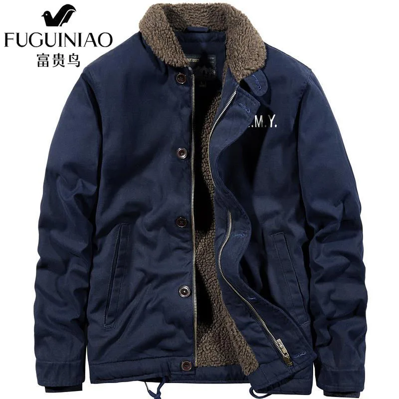 2021 Men Winter Jacket New Cashmere Blouson Home Male Lapel Business Coat Warm Thick Splice Cotton Velvet Overalls parkas