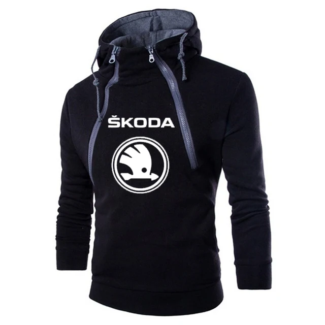 

New Spring Autumn Skoda Hoodies Men's Double Zipper Hoody Cotton High Quality Casual Male Custom Sportswear Tops
