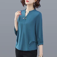 moyisu new fashion brand womens shirt long sleeve solid loose chiffon shirt oversized casual blue tops