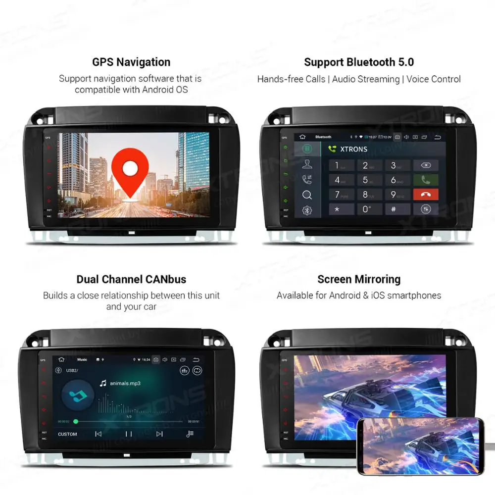 Автомобильный радиоплеер XTRONS 8 дюймов Android 10 0 Qualcomm Bluetooth 5 GPS для Mercedes Benz W220 S280 S320 S350