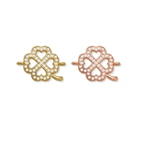 aaa cubic zirconia four leaf clover charm connector for making bracelet necklace rose gold plated lucky jewelry findings present