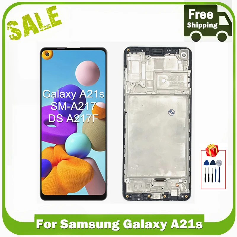 

Biipaer Amoled LCD For Samsung Galaxy A21s SM-A217/DS A217F LCD Display Touch Screen Digitizer Assembly With Frame