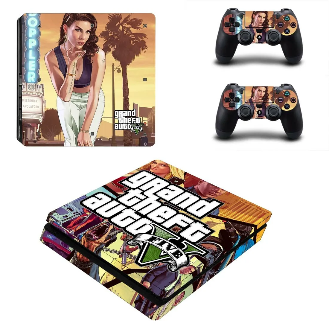 Grand Theft Auto GTA 5 PS4 Slim Decal защитный чехол-наклейка для Console &amp наклейки на регулятор Vinyl