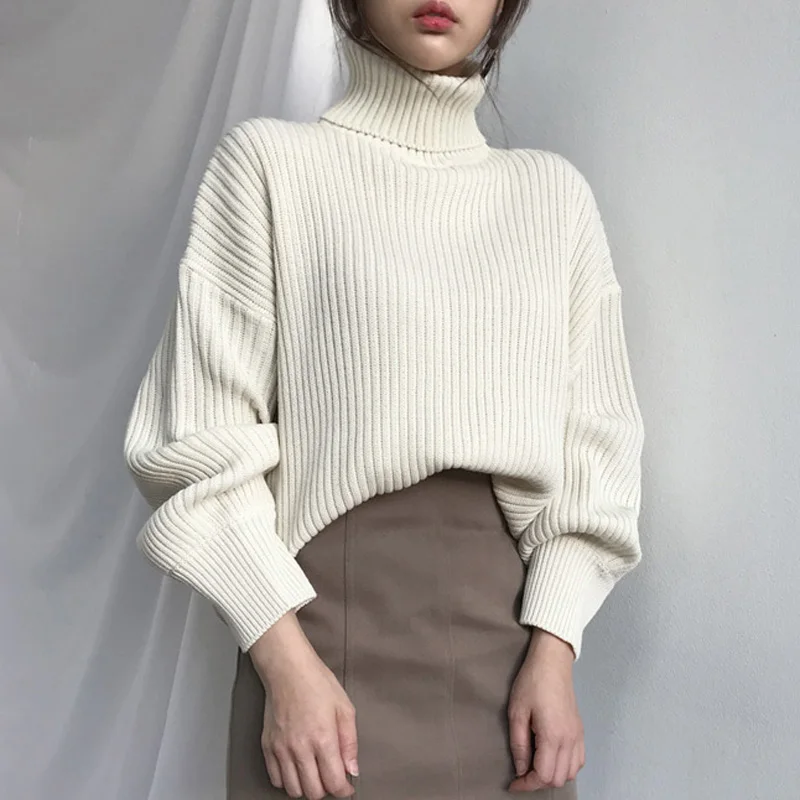 BGTEEVER шикарные женские свитера с высоким воротом плотные однотонные пуловеры