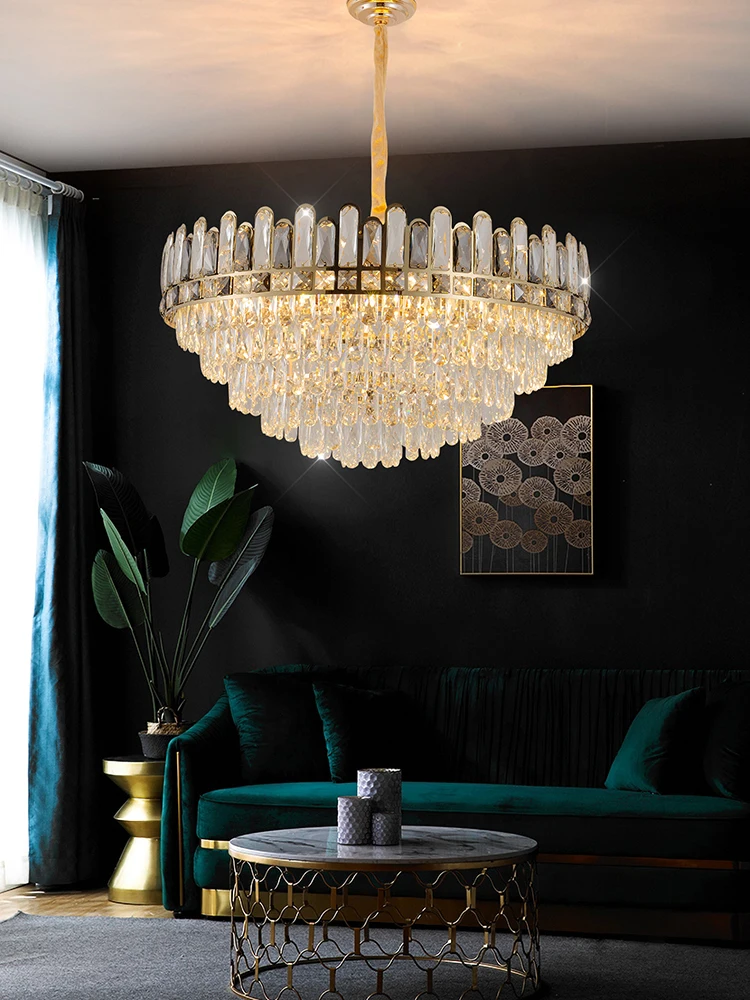 

Modern Led crystal chandelier Lighting Round luxury kitchen living room Home Decor Suspension Luminaire Hanging Light Fixtures