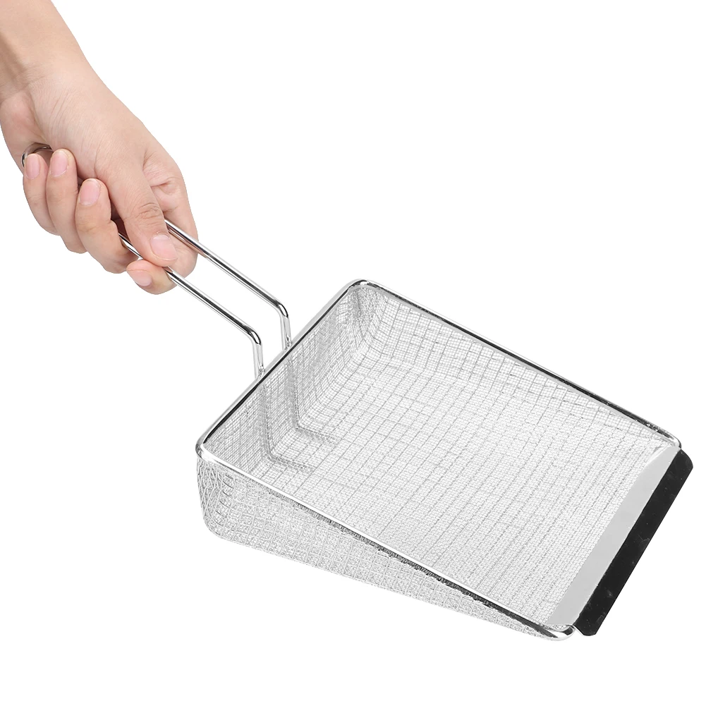 

Multi-Function Kitchen Stainless Steel Cooking Food Frying Shovel French Fries Mesh Scooper Strainer FilterHigh Density Mesh