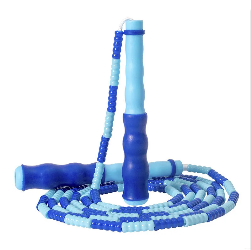 

2022 PVC Bead With Handle Jump Rope Durable Bamboo Skipping Rope Beads Soft Beaded Segmented Plastic Adjustable Kids Jump Rope