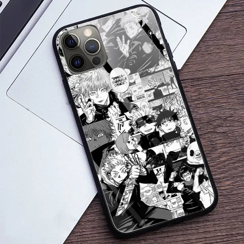 

New Anime Jujutsu Kaisen Phone Case Tempered Glass For iPhone 12 Pro Max Mini 11 Pro XR XS MAX 8 X 7 6S 6 Plus SE 2020 case