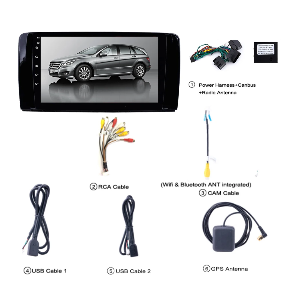 

2 Din 9" Car Multimedia Player Android GPS Autoradio For Mercedes Benz R Class W251 R280 R300 R320 R350 R63 2005-2017 Head Unit