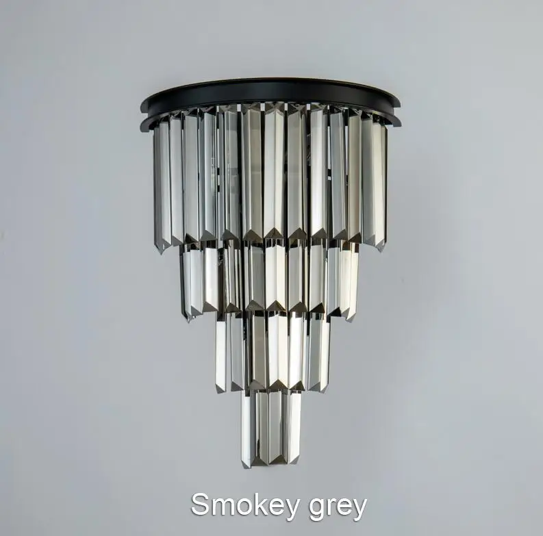 Smokey grey Американский Ретро кантри дым серый Янтарный светодиодный кристалл настенные лампы в коридор прикроватные светильники - Цвет абажура: Smokey grey