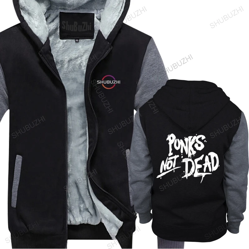 

men cotton thick hoody winter brand warm coat Punks Not Dead Funny Music winter hoodie in black man shubuzhi plus size pullover