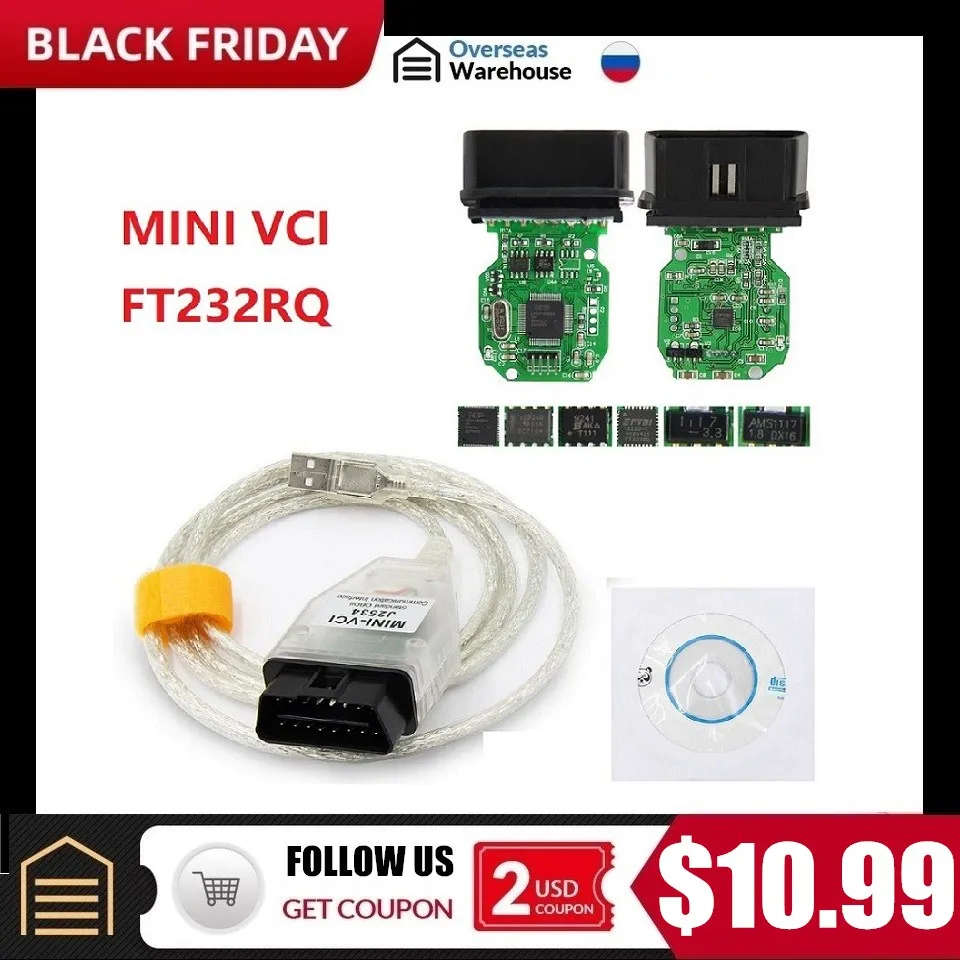V14.10.028 мини VCI J2534 OBD2 ТИС Techstream Диагностический кабель для Toyota MINI VCI FT232RL OBD2 сканер MINI VCI Lexus интерфейс