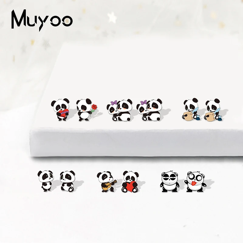 2019 Модные Акриловые серьги Мультяшные милые панды из эпоксидной смолы озорные