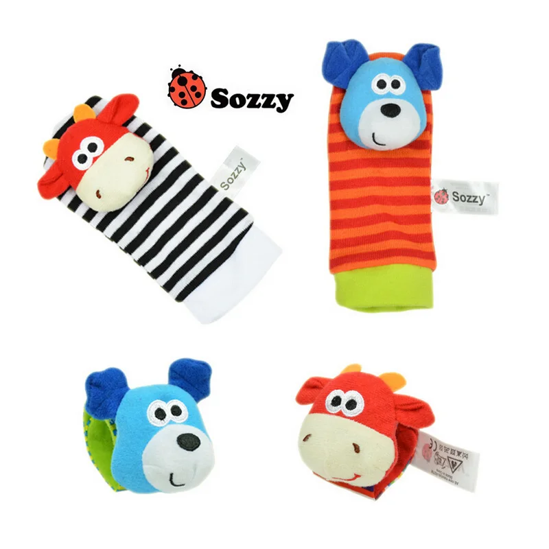 SOZZY/Детские игрушки погремушки Носки в виде животных Ремешок на запястье с