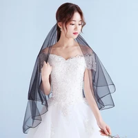 fancy black wedding veil soft tulle 2m wedding veils 2020 new arrival free shipping
