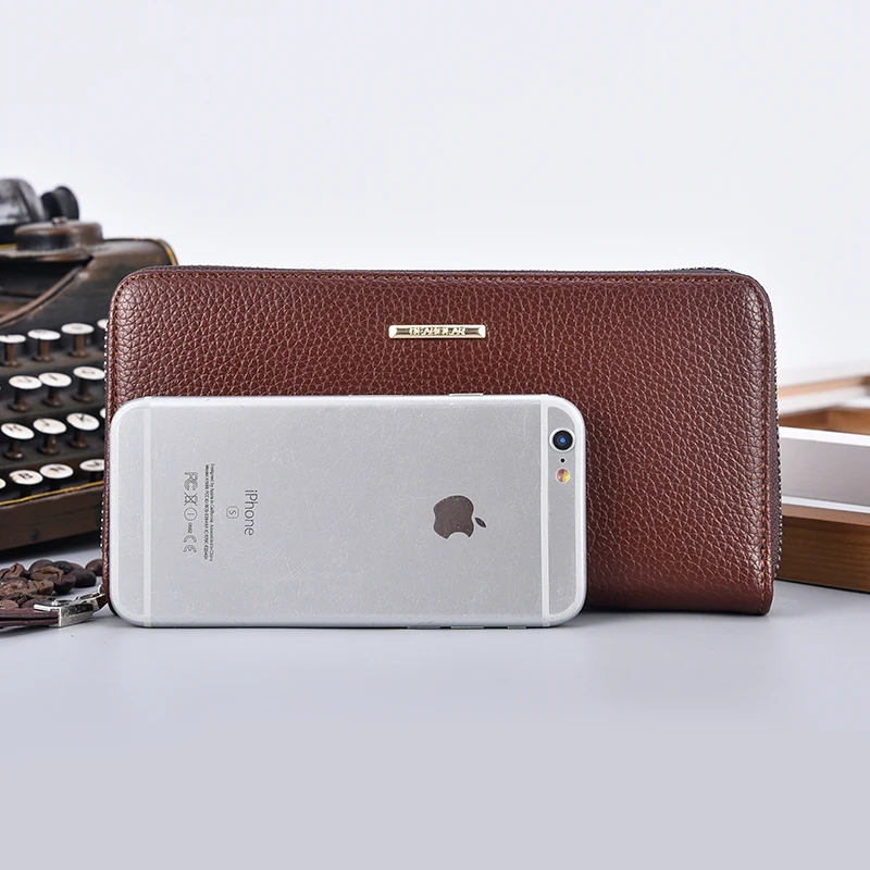 Мужской Длинный кошелек на молнии кожаный роскошный клатч для кредитных карт с