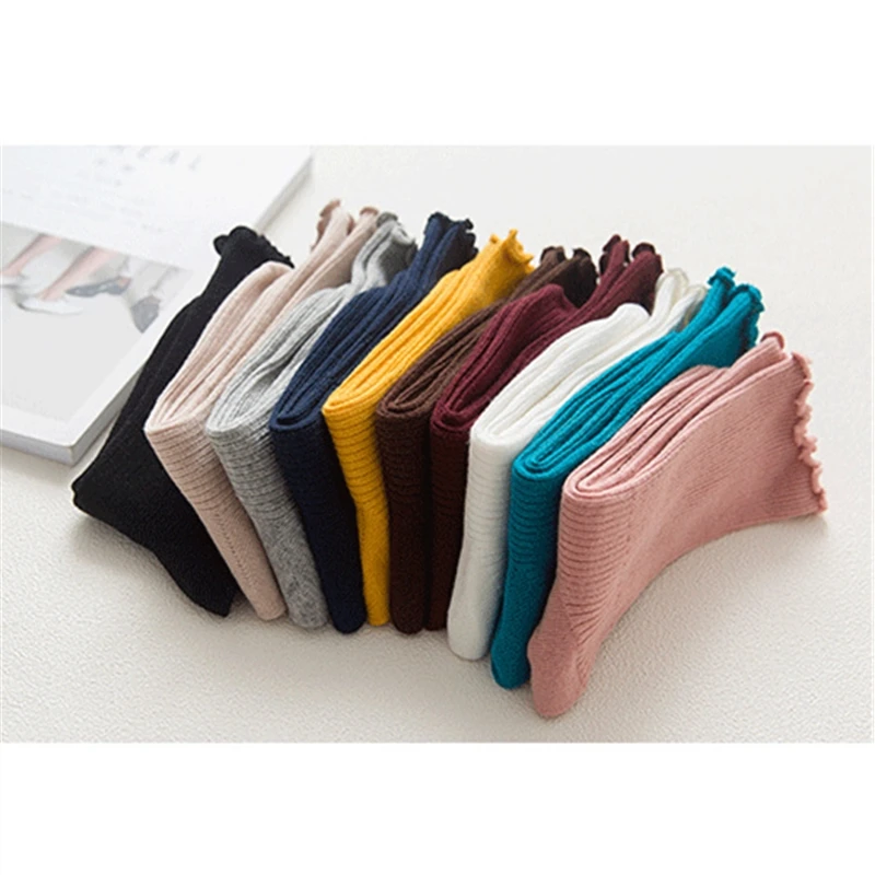 Модные кружевные мягкие хлопковые женские носки с оборками высококачественные