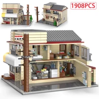 1908pcs city street view d word japanese style tofu store house building blocks friends bricks toys for children gifts
