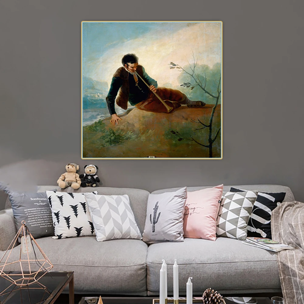 Citon Francisco Goya 》 пастушка играющая a Dulzaina картина маслом на холсте стену Декор для