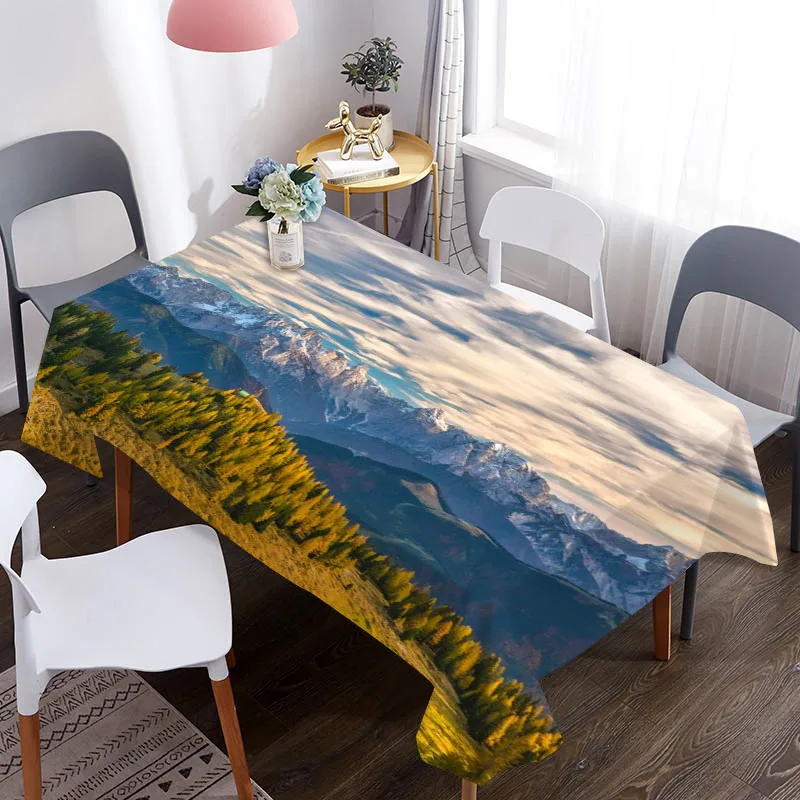 Пользовательский 3D чехол для стола кофейная скатерть с ландшафтным узором