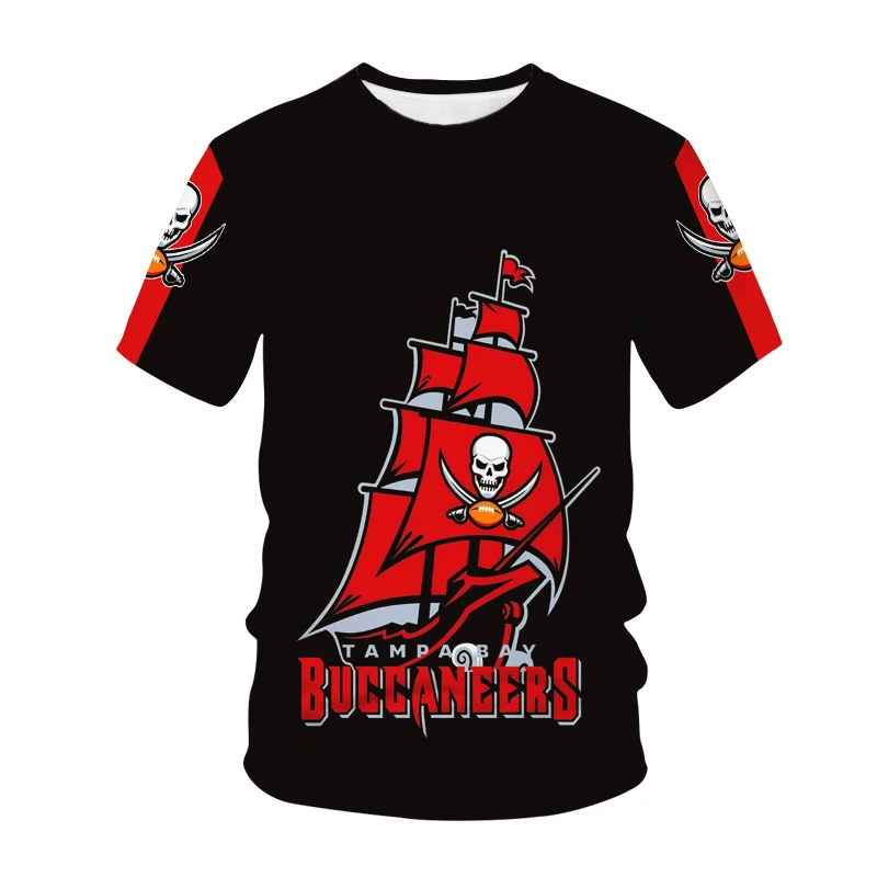 2021 sommer Neue T-shirt Tampa Bay Amerikanischer Fußball Pirate Fashion Oansatz T-shirt Stahl Rugby Red Pirate Flagge Drucken 3d Top