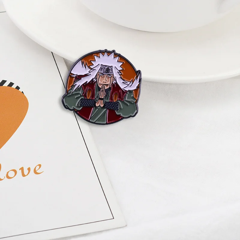 Jiraiya Toad Sage ninjutsu master Gama Sennin Hermit Enamel Lapel Pin Anime Manga Legendary brooch Accessories | Украшения и