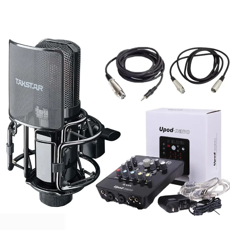 Takstar PC-K850 микрофон со значком upod nano звуковая карта с ISK аудио кабели для