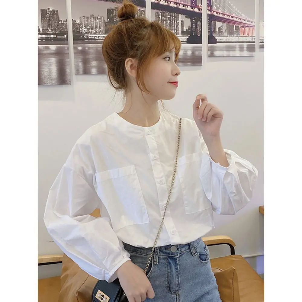 

Retro white shirt women's spring dress new loose top of 2021