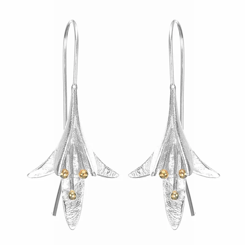 

Delicate Boho Tow Tone Flower Drop Earrings For Women Creative Dangle Earring Cocktail Party Fashion Jewelry Female Accessories
