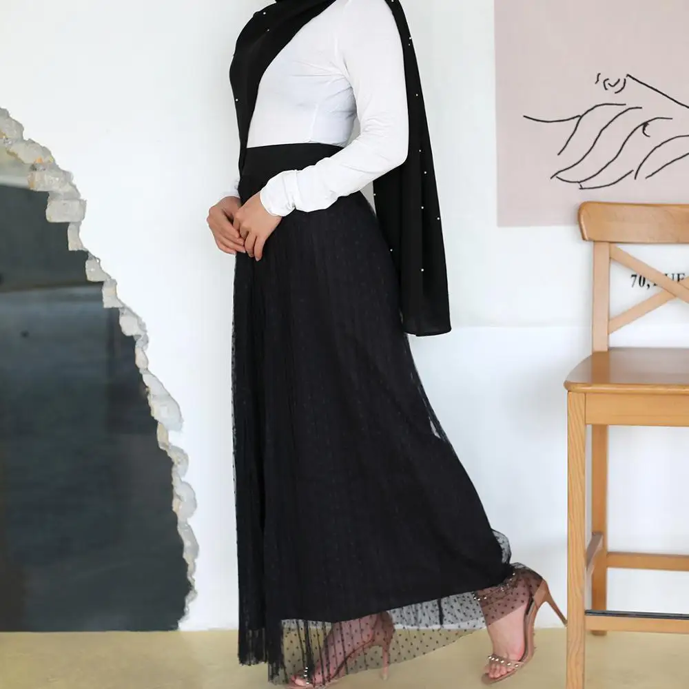 New Tulle Skirts Womens Midi Pleated Skirt Black Pink Women Spring Summer Korean Elastic High Waist Mesh Tutu | Тематическая одежда