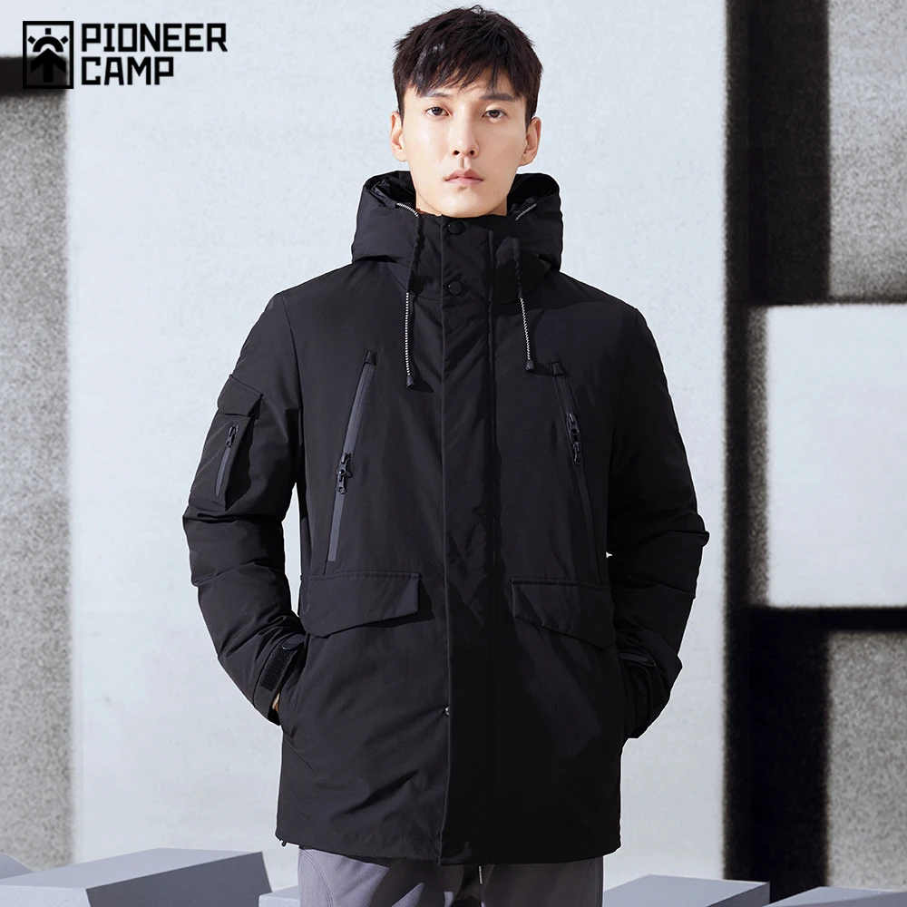 Pioneer Camp 2021 Winter Long Down Jackets Men Thick Warm Removable 3 Ways to Wear Coats for Men's Clothing AYR01031001