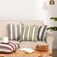 pillowcase 2pcs 45x45 thick linen stripe simple pillows cover for sofa living room home decorative cushion covers 18 inches chic