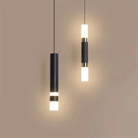 acrylic led kitchen pendant light bedside black tube hanging lamp bar counter island suspension hanging light fixtures