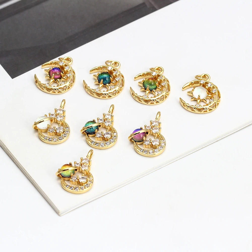 

Meibeads модная подвеска из циркона с лунным камнем для изготовления ювелирных изделий, браслет, ожерелье, аксессуары для Diy, золотые классическ...