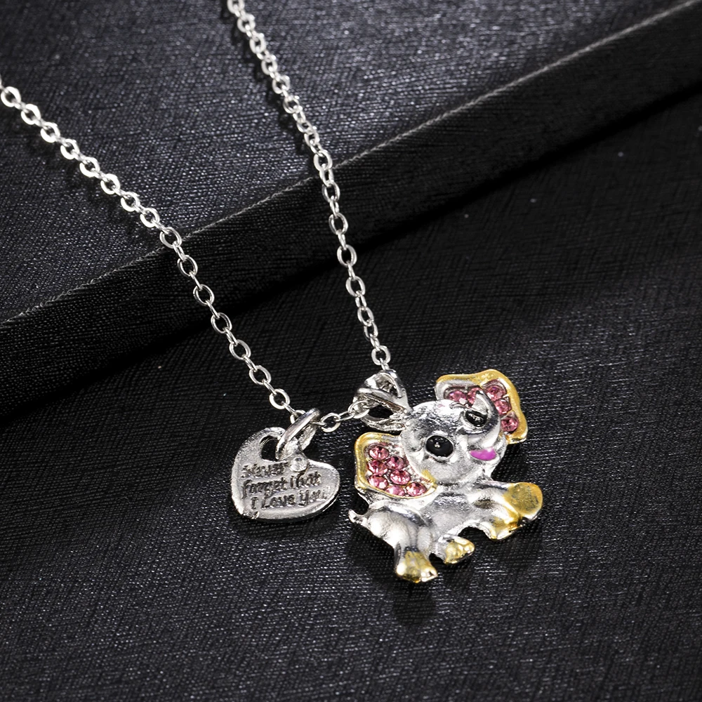 Новинка 2020 модное ожерелье в виде слона никогда не забывай надпись I Love You кулон