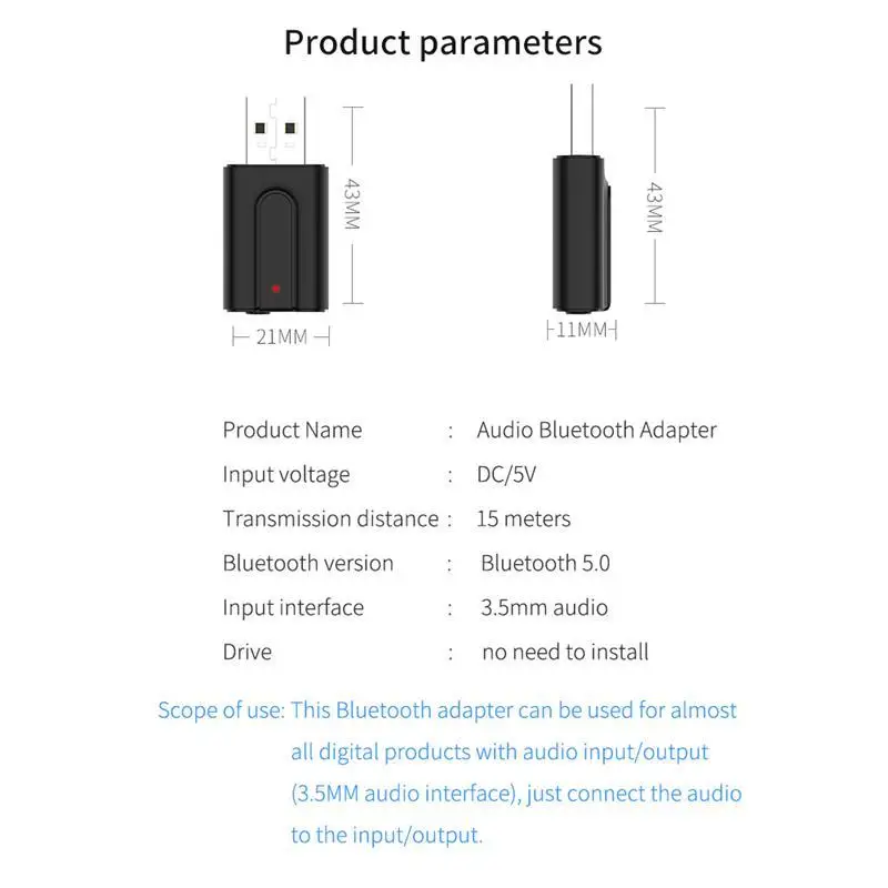 USB Bluetooth 5 0 аудио приемник передатчик беспроводной faur TV Auto PC 2IN1 Mini 3 мм разъем AUX